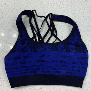 NUX royal blue and black sports bra